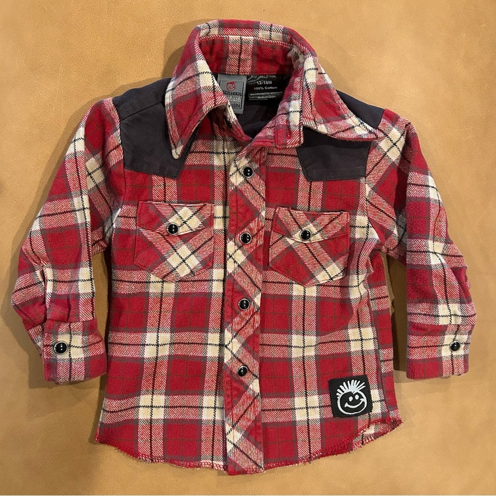 Knuckleheads pearls snap red flannel
